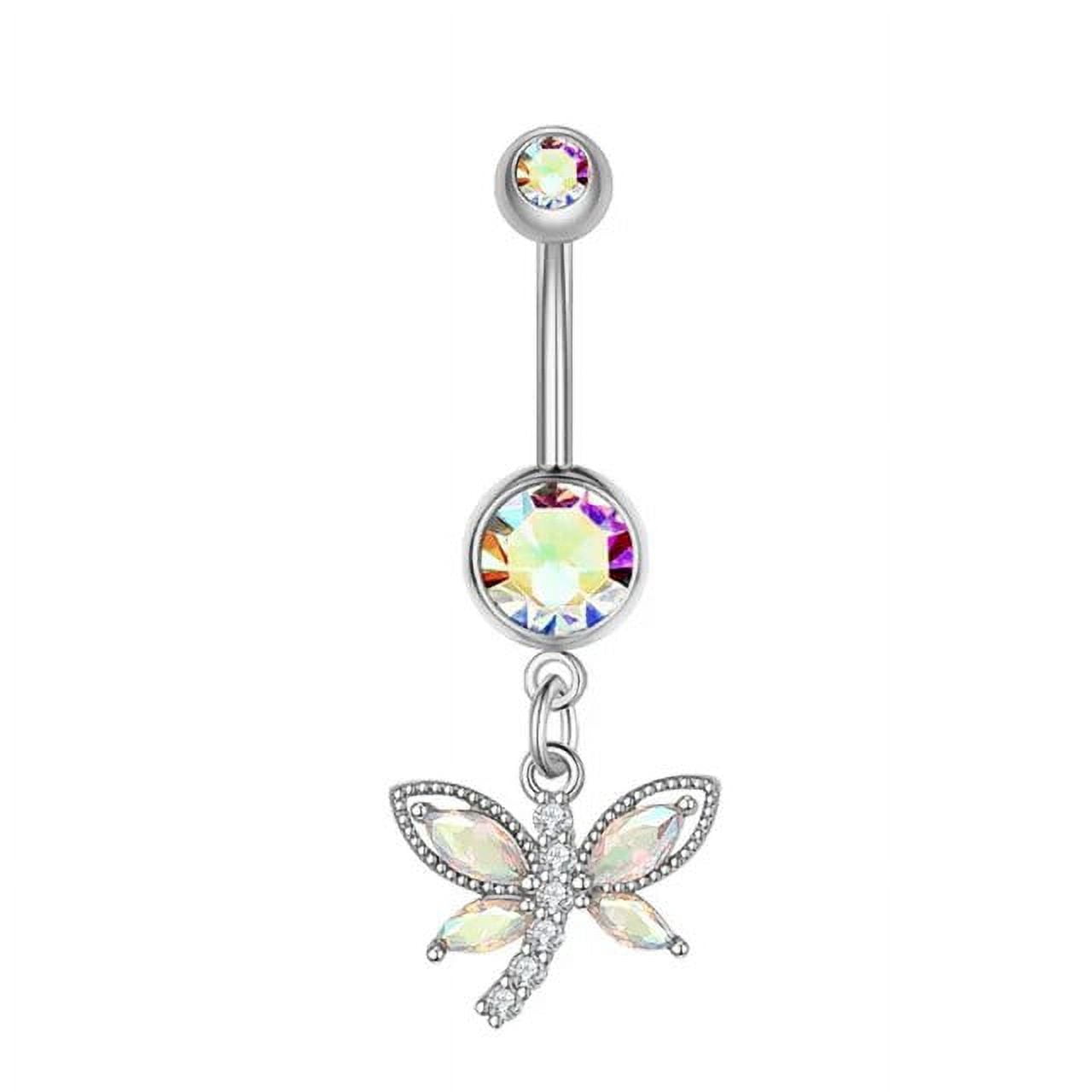 ZQ Dainsty Dangled Belly Button Rings Surgical Steel 14G Bar Navel ...