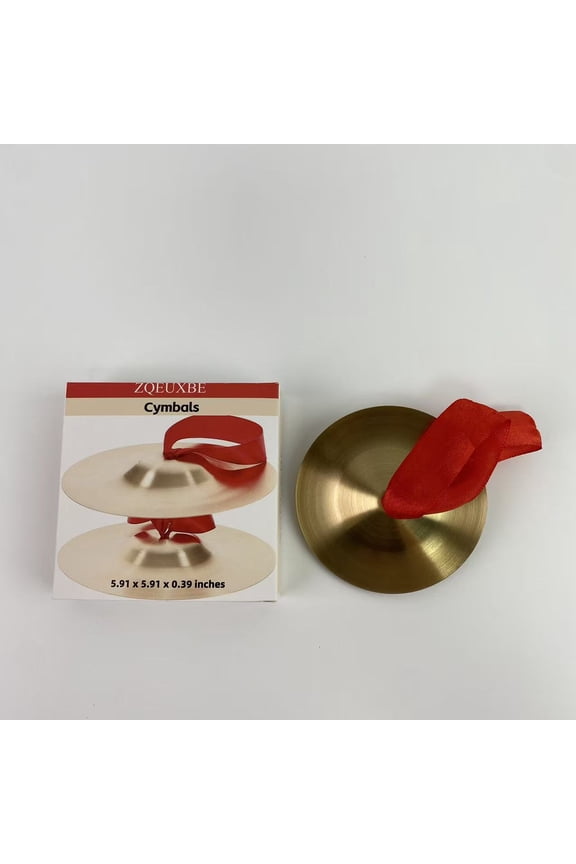 Cymbals, ZQEUXBE 1 Pair Hand Cymbals, 6 Inch Small Marching Cymbal Copper Finger Cymbals, Metal Finger Zills with Band Percussion Instrument for Adults, Party Gold