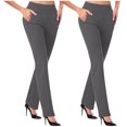 thumbnail image 1 of ZQGJB 2-Pack Women's Flared Yoga Dress Pants Stretchy Work Slacks Business Casual High Waist Straight Leg Bootcut Pull on Trousers with Pockets Gray&Gray XL, 1 of 5