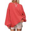 ZQGJB Baggy Sweatshirts for Women Fall Casual Color Block Long Sleeve Oversized Crewneck Y2K Pullover Tops Loose Fit Soft Cotton Workout T-Shirts Hot Pink L