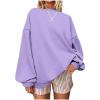 ZQGJB Baggy Sweatshirts for Women Fall Casual Color Block Long Sleeve Oversized Crewneck Y2K Pullover Tops Loose Fit Soft Cotton Workout T-Shirts Purple S