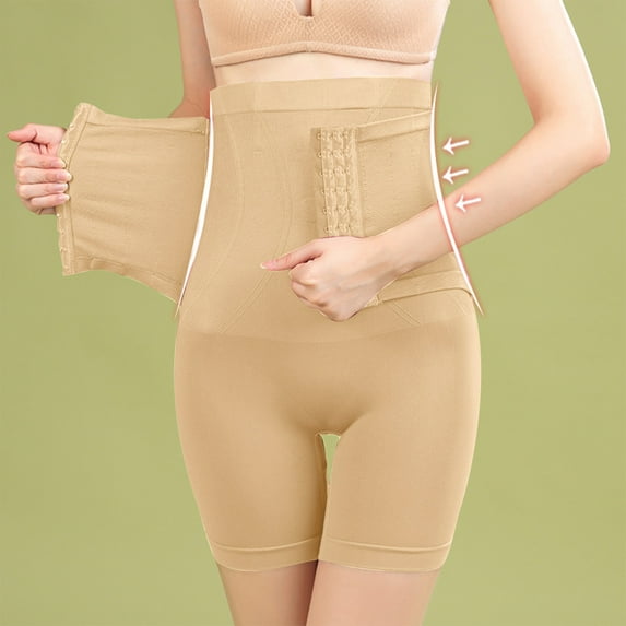 ZQGJB Body Shaper for Women Tummy Control High Waist Shapewear Shorts Front Button Closure Butt Lifter Thigh Slim Waist Trainer Shorts Beige M
