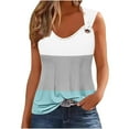 thumbnail image 1 of ZQGJB Camisole Vest Tops for Women Casual Striped Color Block Print Metal Strap V Neck Graphic Tunic Tees Shirt Lightweight Comfy Basic Workout Tank Top Blue#02 XL, 1 of 5