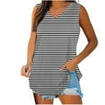 thumbnail image 1 of ZQGJB Casual Striped Print Tank Tops for Women Loose Fit Summer Sleeveless V Neck Tunic Blouse Trendy Flowy Comfy Baggy T-Shirts Black XXL, 1 of 5