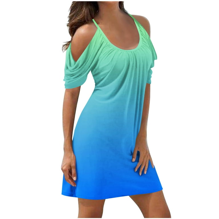 Women Summer Strap Dresses O-neck Printed Women Summer Strap Dresses O-neck Printed