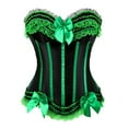 thumbnail image 1 of ZQGJB Corset Top Bustier Plus Size Women's Overbust Satin Floral Lace up Trim Renaissance Slimming Gothic Shapewear with Bowknot Decor Green M, 1 of 2