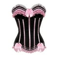 thumbnail image 1 of ZQGJB Corset Top Bustier Plus Size Women's Overbust Satin Floral Lace up Trim Renaissance Slimming Gothic Shapewear with Bowknot Decor Pink XXXXXL, 1 of 3