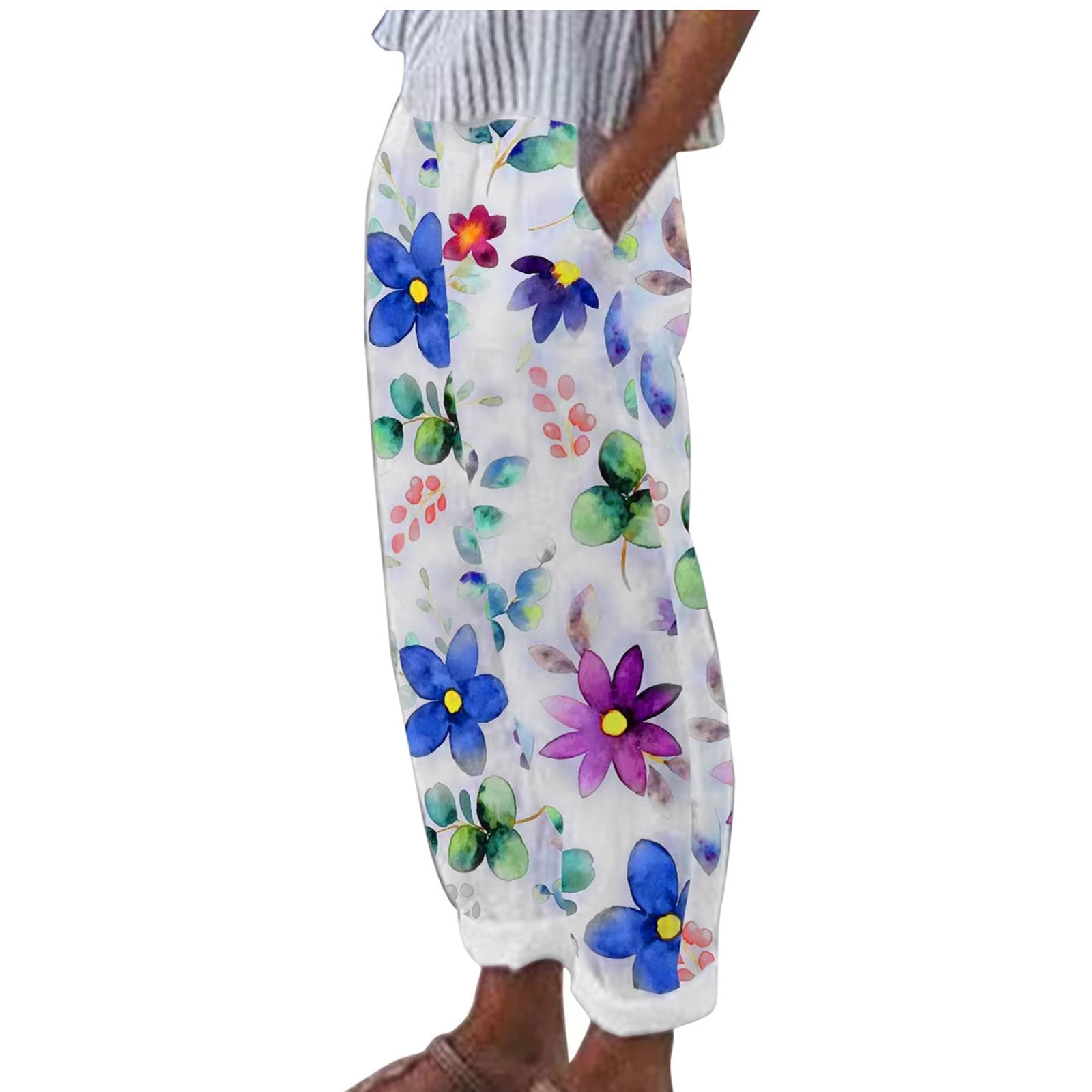 ZQGJB Cotton Linen Harem Pants for Women Loose Fit Casual High Waist