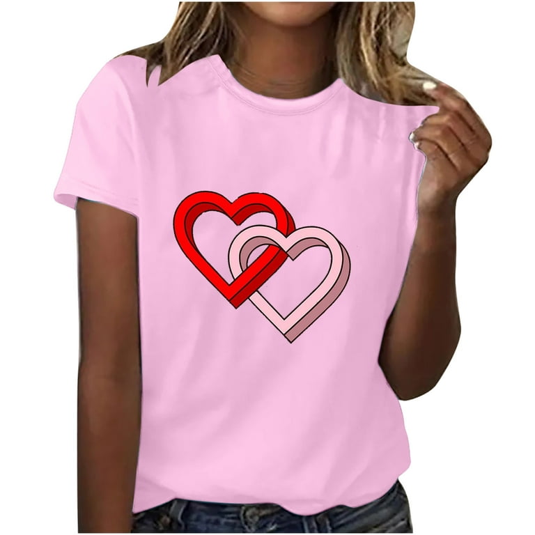 Matching Couples Valentines Day T-Shirt Novelty Short Sleeve Letter Print  Love Tee Shirts Oversized Valentine's Day T-Shirts