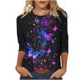 thumbnail image 1 of ZQGJB Cute Butterfly Print Shirts for Women Dressy Casual 3/4 Lenght Sleeve Round Neck Graphic T-Shitrs Top Loose Fit Comfy Tunic Tees Blouse Multicolor#15 XXXL, 1 of 6
