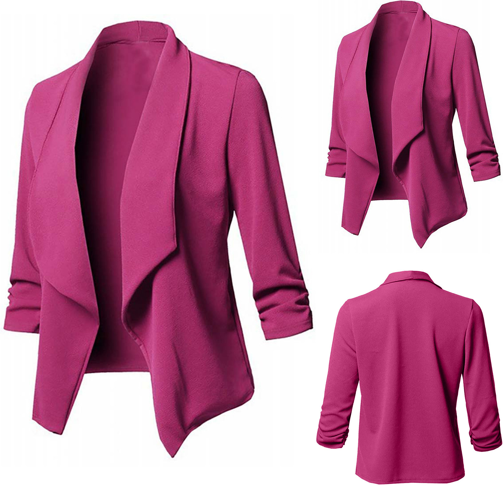 Veste Femme Manches Longues Couleur Unie TYQQU - Coupe Ample, Style Business Casual, Pour Bureau, Quotidien, Grandes Tailles