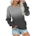 thumbnail image 1 of ZQGJB Fall Ombre Sweatshirts for Women Lightweight Casual Tie Dye Gradient Print Long Sleeve V Neck Pullover Tops Fashion 2025 Outfit Sweatshirt with Kangaroo Pockets Black M, 1 of 6