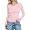 thumbnail image 1 of ZQGJB Fall Spring Long Sleeve Shirts for Women Ribbed Scoop Neck Tops 2025 Fall Basic Solid Color Athletic Workout Tees Fitted Thermal Undershirts Clothes Pink XXL, 1 of 8