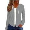ZQGJB Fashion Hoodie Jackets for Women Lightweight Thin Casual Full Zip up Long Sleeve Open Front Cardigan Outwear Coat Fall Drawstring Hooded Sweatshirt Tops Gray L