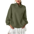 thumbnail image 1 of ZQGJB Fashion Sweatshirts for Women Long Sleeve Turtle Neck Solid Color Pullover Tops Loose Oversized Casual Basic Athletic Sweater T-Shirts Army Green XL, 1 of 7