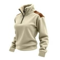 thumbnail image 1 of ZQGJB Fashion Womens Sweatshirts Lightweight Casual Fall Winter Thick Warm Long Sleeve Half Zip up Sherpa Fleece Stand Collar Pullover Tops Trendy Cozy Outwear Jackets Khaki M, 1 of 7