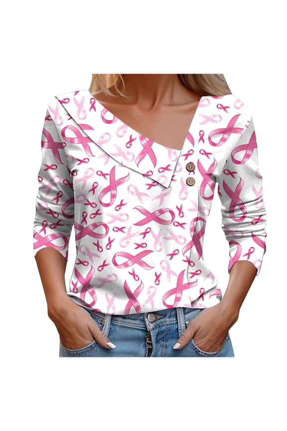 Floral Shirts for Women Casual Fall Long Sleeve Asymmetric Button V Neck Pullover Tops Trendy Relaxed Fit Comfy Tunic Blouse for Leggings Multicolor#20 XL