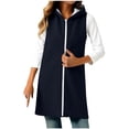 thumbnail image 1 of ZQGJB Full Zip up Tunic Sweatshirts Dress for Women Lightweight Fall Winter Sherpa Fleece Lined Casual Sleeveless Hoodie Tops Trendy Oversized Athletic Hooded Outwear with Pockets Navy L, 1 of 6