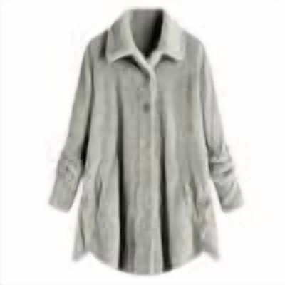 ZQGJB Fuzzy Fleece Button Down Jacket for Women Oversized Fall Winter Plush Thick Warm Long Sleeve Sherpa Cardigan Coat Side Slit Loungewear Tops Gray S