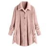 ZQGJB Fuzzy Fleece Button Down Jacket for Women Oversized Fall Winter Plush Thick Warm Long Sleeve Sherpa Cardigan Coat Side Slit Loungewear Tops Pink S