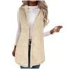 thumbnail image 1 of ZQGJB Fuzzy Hoodie Vest for Women Winter Plush Thick Warm Sleeveless Lapel Collared V Neck Cardigan Sweater Tops Sherpa Fleece Hooded Jacket Beige XL, 1 of 10