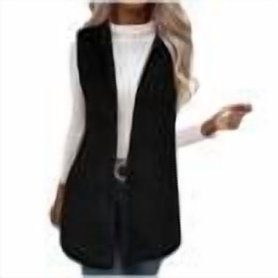 ZQGJB Fuzzy Hoodie Vest for Women Winter Plush Thick Warm Sleeveless Lapel Collared V Neck Cardigan Sweater Tops Sherpa Fleece Hooded Jacket Black M