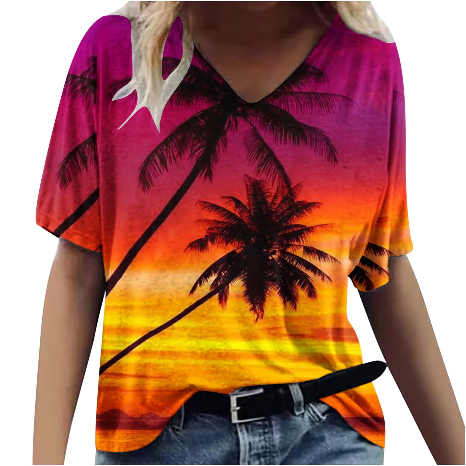 Palm Tree Print Shirt Hawaiian Beach Tropical Hot T-Shirt Palm Tree Print Shirt Hawaiian Beach Tropical Hot T-Shirt