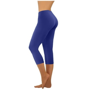 ZQGJB Yoga Pants for Women Non See Through-High Waisted Tummy Control Tights  Leggings Solid Color Workout Sports Running Athletic Skinny Pants Blue XL 