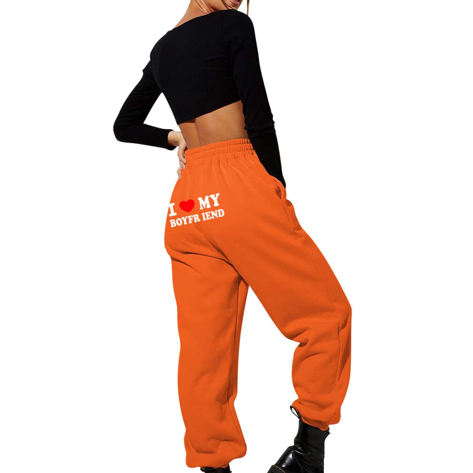 ZQGJB I Love My Boyfriend Sweatpants Baggy High Waist Cinch Bottom