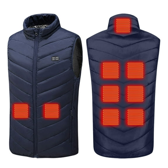 ZQGJB Lightweight Heated Vest for Women Men Plus Size Casual Smart USB Rechargable Full Zip up Stand Collor Electric Heated Jackets for Outdoor Hiking(Battery Not Inclued) #12-Blue XXL