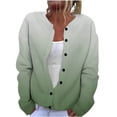 thumbnail image 1 of ZQGJB Lightweight Ombre Cardigan Sweaters for Women Loose Fit Casual Long Sleeve Tie Dye Gradient Priint Button Down Knitted Open Front Sweater Outwear Tops Green XXXL, 1 of 5