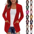 thumbnail image 1 of ZQGJB Lightweight Spring Fashion Cardigan Sweaters for Women Casual Long Sleeve Open Front Cardigan Jacket Tops Loose Oversized Cable Knit Outwear Coat with Pockets Coffee M, 1 of 7