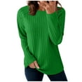 thumbnail image 1 of ZQGJB Long Sleeve Basic Crewneck Sweaters for Women Fall Casual Cable Knitted Pullover Tops Loose Fit Dressy Textured Tunic Sweater for Leggings Army Green S, 1 of 9