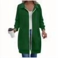 thumbnail image 1 of ZQGJB Long Tunic Sweatshirts for Women Casual Fall Winter Full Zip up Long Sleeve Collared Pullover Tops Loose Oversized Outwear Jacket with Pockets Green L, 1 of 5