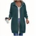 thumbnail image 1 of ZQGJB Long Tunic Sweatshirts for Women Casual Fall Winter Full Zip up Long Sleeve Collared Pullover Tops Loose Oversized Outwear Jacket with Pockets Navy XXL, 1 of 5