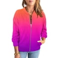 thumbnail image 1 of ZQGJB Ombre Jackets for Women Fashion 2025 Fall Spring Long Sleeve Full Zip up Stand Collar Outwear Coat Lightweight Casual Dressy Bomber Jacket Hot Pink M, 1 of 6