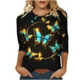 thumbnail image 1 of ZQGJB Oversized Crewneck T-Shirts for Women Dressy Casual Sparkly Print 3/4 Lenght Sleeve Graphic Tunic Tees Top Loose Fit Comfy Pullover Blouse Multicolor#17 M, 1 of 1