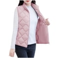 thumbnail image 1 of ZQGJB Plus Size Puffer Vest Women Fall Winter Coats 2025 Lightweight Stand Collar Vest Trendy Sleeveless Full Zip Up Quilted Jackets Pink XL, 1 of 9