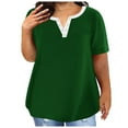 thumbnail image 1 of ZQGJB Plus Size Women Button Tops Casual Solid Color Summer Short Sleeve V Neck Henley Shirts Loose Oversized Baggy Tunic Tees Blouse Green XXXL, 1 of 4