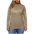 thumbnail image 1 of ZQGJB Plus Size Women's Mock Turtle Neck Slim Fit Long Sleeve T Shirt Tight Tops Tee Lightweight Comfy Basic Solid Plain T-Shirts Tunic Blouse Khaki M, 1 of 5