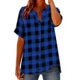 thumbnail image 1 of ZQGJB Plus Size Women's Short Sleeve Plaid Shirts Henley Tops Lightweight Dressy Casual Tunic Blouse Trendy Summer Clothes Spring Vacation Outfits, 1 of 7