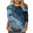 thumbnail image 1 of ZQGJB Plus Size Womens 3/4 Sleeve Tops Cute Tie Dye Marble Pattern Print Crew Neck Basic Tunic Blouse Loose Lightweight Casual Graphic T-Shirts Multicolor#23 S, 1 of 5
