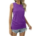 thumbnail image 1 of ZQGJB Plus Size Womens Ruched Tank Tops Loose Fit Crewneck Sleeveless Tops Dressy Casual Solid Color Basic Summer T-Shirts for Women 2024 Purple#01 S, 1 of 1