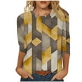 thumbnail image 1 of ZQGJB Plus Size Womens Tunic Blouse Vintage Color Block Print Summer 3/4 Sleeve Round Neck Graphic T-Shirts Ethnic Style Oversized Comfy Pullover Tops Multicolor#06 XXXL, 1 of 5