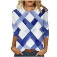 thumbnail image 1 of ZQGJB Plus Size Womens Tunic Blouse Vintage Color Block Print Summer 3/4 Sleeve Round Neck Graphic T-Shirts Ethnic Style Oversized Comfy Pullover Tops Multicolor#09 XXXXL, 1 of 5