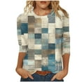 thumbnail image 1 of ZQGJB Plus Size Womens Tunic Blouse Vintage Color Block Print Summer 3/4 Sleeve Round Neck Graphic T-Shirts Ethnic Style Oversized Comfy Pullover Tops Multicolor#04 XL, 1 of 5
