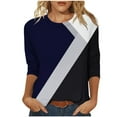 thumbnail image 1 of ZQGJB Plus Size Womens Tunic Blouse Vintage Color Block Print Summer 3/4 Sleeve Round Neck Graphic T-Shirts Ethnic Style Oversized Comfy Pullover Tops Multicolor#07 XL, 1 of 5