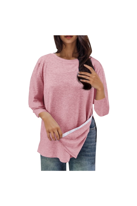 Post Shoulder Surgery Shirts for Women Tear Away 3/4 Sleeve Tops After Rotator Cuff Shirts Chemo Port Adaptive Clothing Pink L