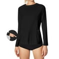 thumbnail image 1 of ZQGJB Rash Guard for Women UPF 50+ SPF UV Protection Long Sleeve Workout Tops with Pockets Quick Dry Hiking Swim Shirt Black S, 1 of 9