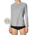 thumbnail image 1 of ZQGJB Rash Guard for Women UPF 50+ SPF UV Protection Long Sleeve Workout Tops with Pockets Quick Dry Hiking Swim Shirt Gray XXL, 1 of 9